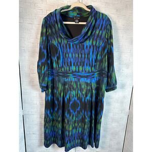 New direction womens sweaterdress Cowl neck balloon sleeve fit & flare plus size